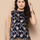 InWeave Women's Navy Blue Brocade Halter Top - Swadesiicart
