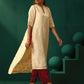 trueBrowns Ivory Geometric Floral Viscose Silk High Low Kurta Pant Set | Swadesiicart