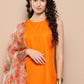 InWeave Women's Tangy Orange Short Pallazo Set W Green Or Dupatta - Swadesiicart