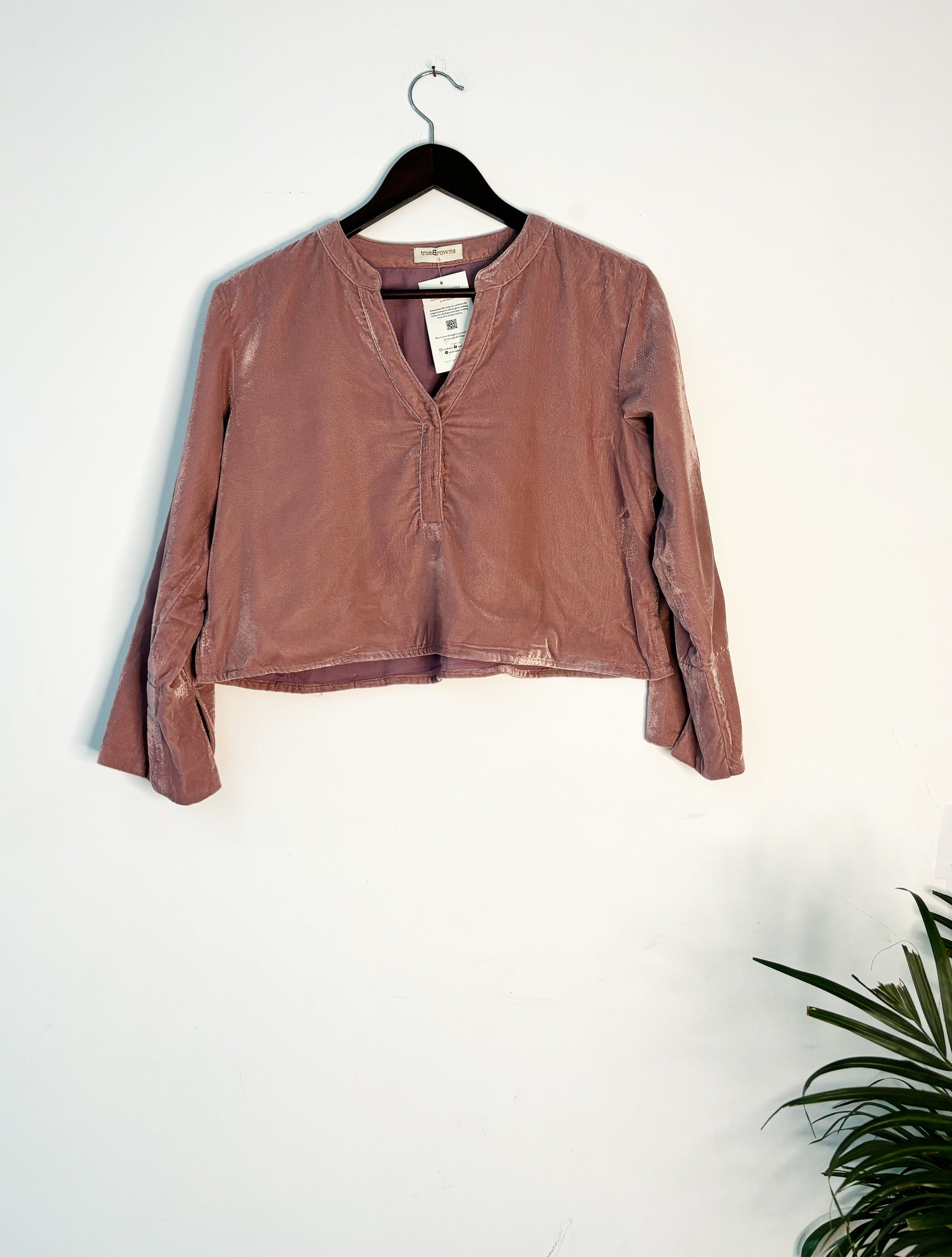 trueBrowns Pink Velvet Blouse | Swadesiicart
