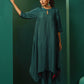 trueBrowns Teal Silk Handkerchief Kurta Pant Set | Swadesiicart