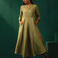 trueBrowns Green Square Viscose Silk Flared Kurta Pant Set | Swadesiicart