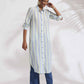 trueBrowns White Cotton Multi Stripe Shirt Kurta Set | Swadesiicart