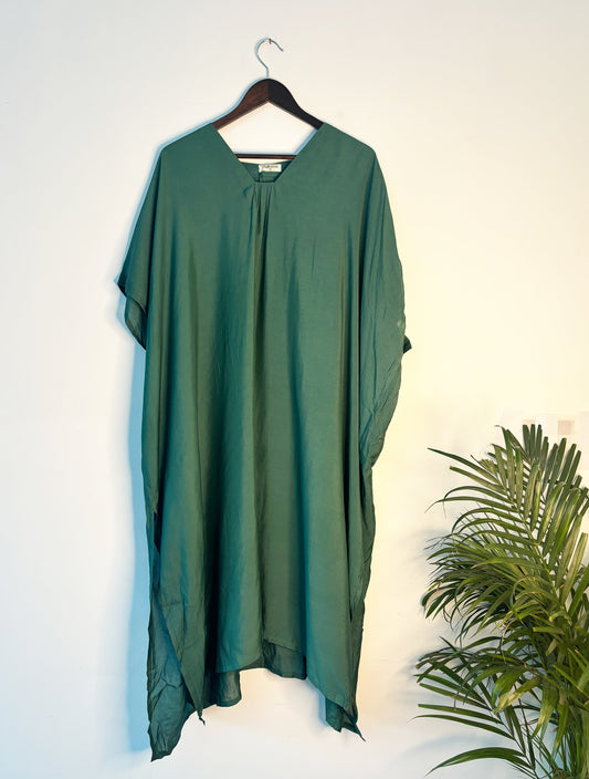 trueBrowns Green Slub Kurta | Swadesiicart