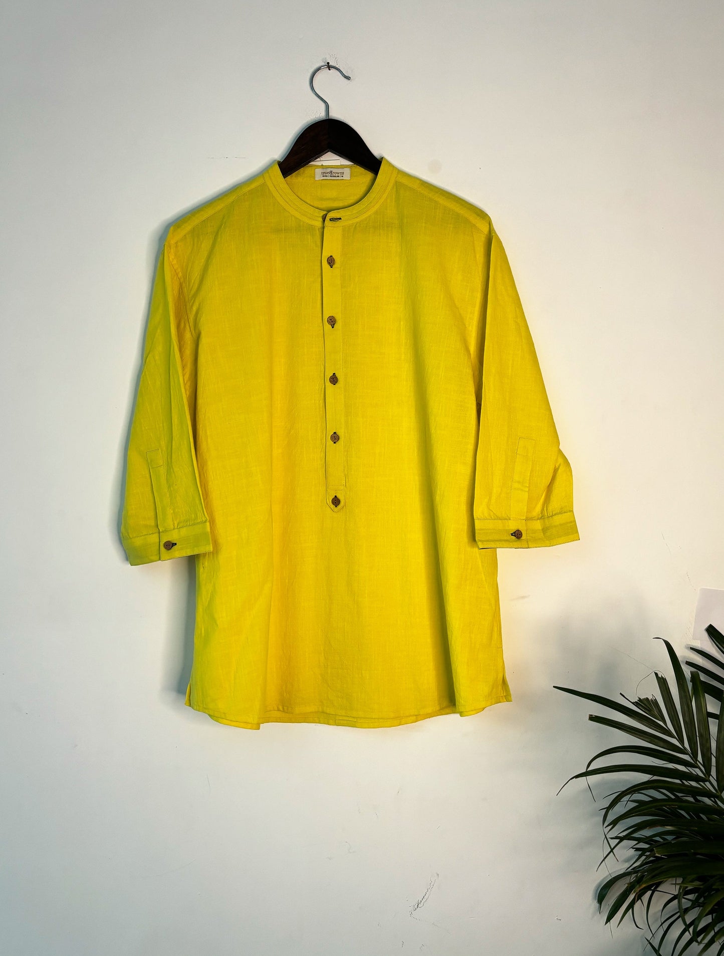 trueBrowns Lime Cotton Men's Shirt | Swadesiicart