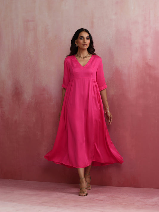 trueBrowns Modal Pink Dress | Swadesiicart