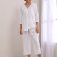 trueBrowns White Dobby Short Asymmetric Co-Ord Set - Swadesiicart