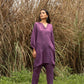 trueBrowns Purple Viscose Dobby Relaxed Co-ord Set - Swadesiicart