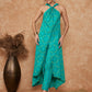InWeave Women's Aqua S Print Twisted Neckline Kurta Pant Set - Swadesiicart