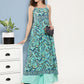 InWeave Women's Camelia Blue Pastel Print Strappy Kurta Set - Swadesiicart