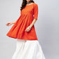 InWeave Women's Orange Short Anarkali Kurta - Swadesiicart