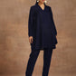 trueBrowns Midnight Blue Velvet Solid Co-ord Set - Swadesiicart