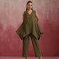 trueBrowns Olive Cotton Dobby Dobby Co-ord set - Swadesiicart