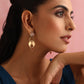 trueBrowns Brass Pink Stone Paisley Earrings - Swadesiicart