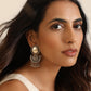 trueBrowns Silver Crescent Floral Earrings | Swadesiicart