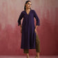 trueBrowns Purple Cotton Dobby Kurta Set | Swadesiicart