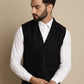 Even Apparels Men's Black Waistcoat with Notched Lapel | Swadesiicart