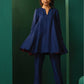 trueBrowns Blue Silk Flared Co-ord Set - Swadesiicart
