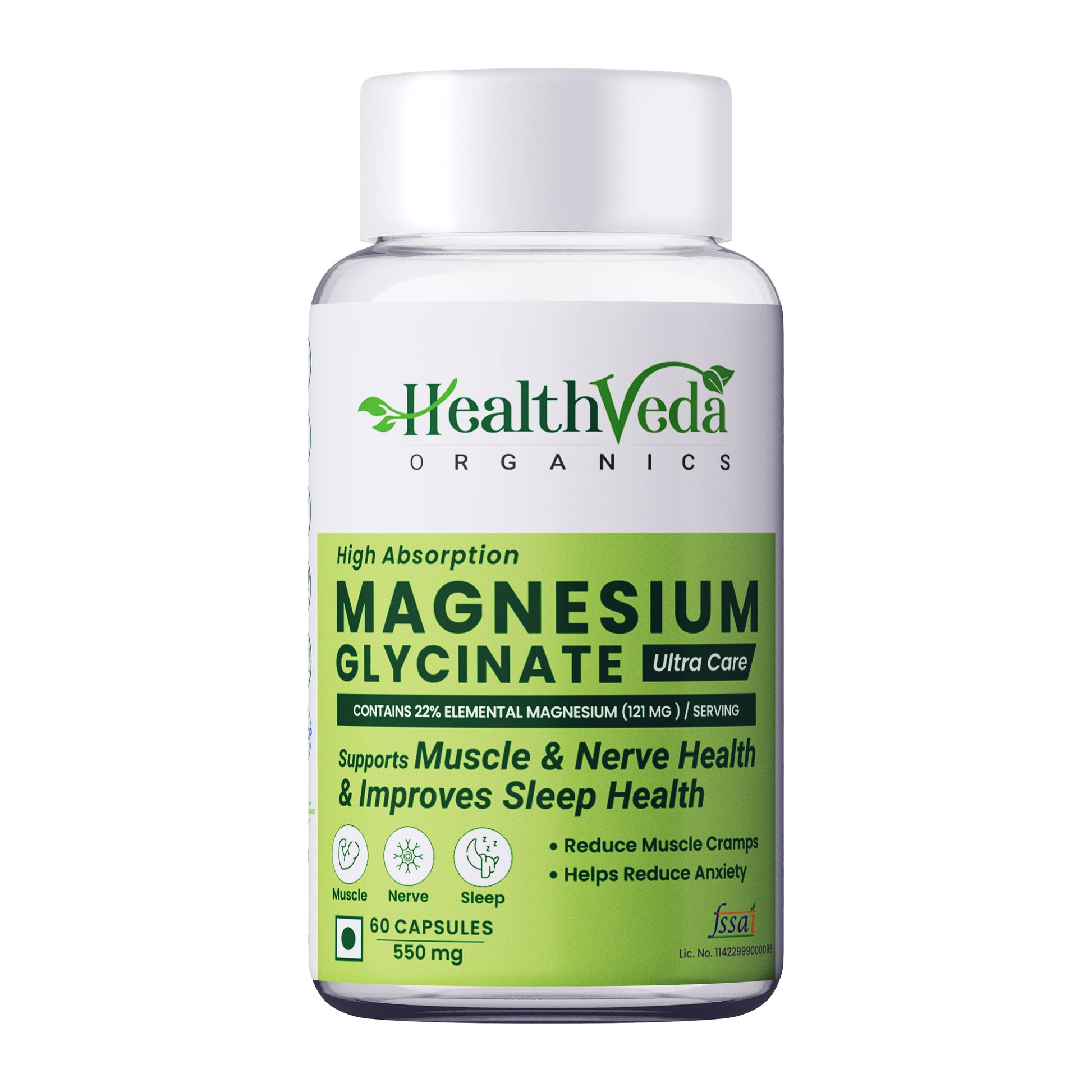 Health Veda Organics Magnesium Glycinate Capsules - Swadesiicart