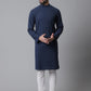 Even Apparels Blue Solid Kurta With Band Collar | Swadesiicart