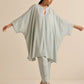 trueBrowns Grey Bandhani Printed Silk Kaftan Co-Ord Set - Swadesiicart