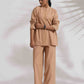 trueBrowns Beige Cotton Embroidered Shirt Top Co-ord Set - Swadesiicart