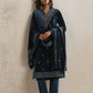 trueBrowns Blue Velvet Embroidered Kurta Pant Dupatta Set | Swadesiicart