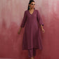 trueBrowns Light Purple Cotton Dobby Flared Kurta Set | Swadesiicart