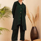 InWeave Women's Forest Green Collared Front Button Blazer Kurta Pant Set - Swadesiicart