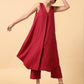trueBrowns Cotton Linen Maroon Sleeveless Kurta Pant Set | Swadesiicart