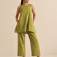 trueBrowns Green Dobby Sleeveless Co-Ord Set - Swadesiicart