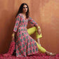 trueBrowns Pink Print High Slit Kurta Set | Swadesiicart