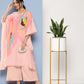 Ahalyaa Women Pink Printed Gotta Patti Kurta with Palazzos | Swadesiicart