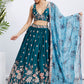 House of Panchhi Olive Pure Georgette Sequins And Thread Embroidery Lehenga Choli & Dupatta | Swadesiicart