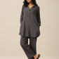 trueBrowns Slate Grey Slub Texture Collar Short Co-Ord Set - Swadesiicart