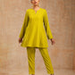 trueBrowns Lime Velvet Solid Co-ord Set - Swadesiicart