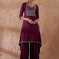 InWeave Women's Burgundy Emb Assymetrical Kurta Pant Set - Swadesiicart