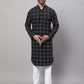 Even Apparels Black Pure Cotton Kurta With Band Collar | Swadesiicart