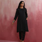trueBrowns Black Modal Round Neck Kurta Co-ord Set - Swadesiicart