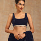 trueBrowns Midnight Blue Velvet Sleeveless Blouse | Swadesiicart