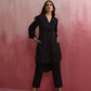trueBrowns Black V Neck Kurta Co-ord Set - Swadesiicart