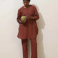 trueBrowns Brown Cotton Linen Kurta Co-Ord Set - Swadesiicart