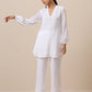 trueBrowns Gauze White Short Co-Ord Set - Swadesiicart