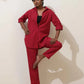trueBrowns Maroon Cotton Linen Co-Ord Set - Swadesiicart
