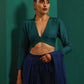 trueBrowns Teal Silk Full Sleeve Blouse | Swadesiicart