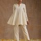 trueBrowns Ivory Gold Cotton Flared Co-Ord Set - Swadesiicart