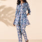 trueBrowns Blue Cotton Ikat Relaxed Co-ord Set - Swadesiicart