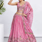 House of Panchhi Lime Green Chiffon Sequins And Thread Embroidery Lehenga Choli & Dupatta | Swadesiicart