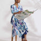 trueBrowns Blue Ikat Print Muslin Kurta Set | Swadesiicart