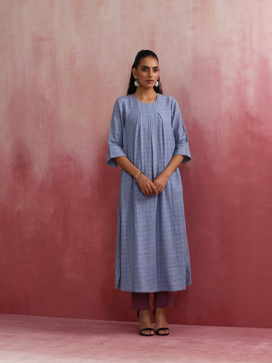 trueBrowns Sky Blue Cotton Dobby Kurta Set | Swadesiicart